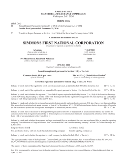 SIMMONS FIRST NATIONAL CORPORATION