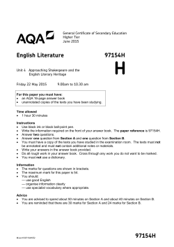 GCSE English Literature Question paper Unit 04