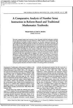 A Comparative Analysis of Number Sense Instruction in Reform