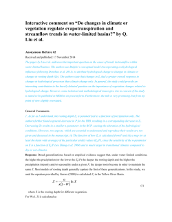 Interactive comment on &ldquo;Do changes in climate or vegetation