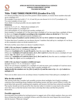 Title: TAKE THREE FROM FIVE (Grades 8 to 12)