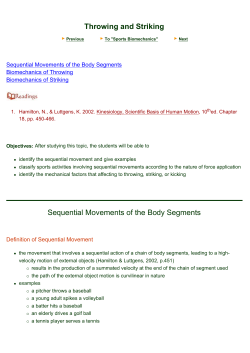 Throwing and Striking Sequential Movements of the Body Segments