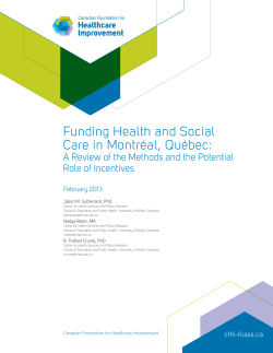 Funding Health and Social Care in Montr&eacute;al, Qu&eacute;bec