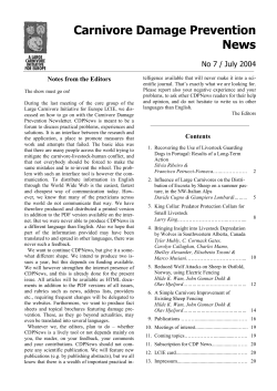 Carnivore Damage Prevention News