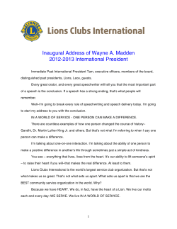 Inaugural Address of Wayne A. Madden 2012