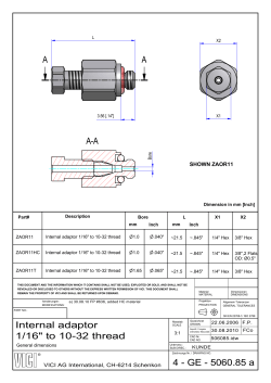 1/16" internal to O-ring seal, 10