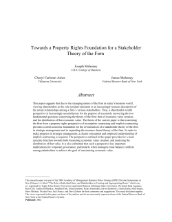 Towards a Property Rights Foundation for a Stakeholder Theory of