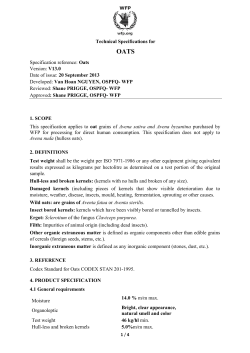 Technical Specifications for Specification reference: Oats Version