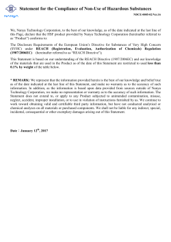 Statement for the Compliance of REACH (SVHC) Candidate