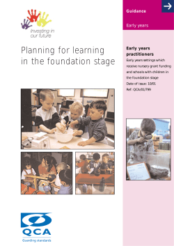 Planning for Learning in the Foundation Stage