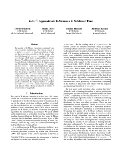 K-MC 2 : Approximate K-Means++ in Sublinear Time