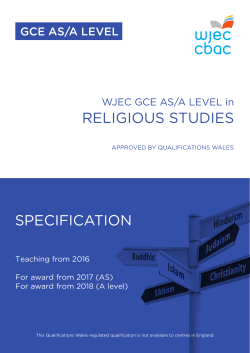 GCE Religious Studies Specification (from 2016 - WALES) pdf