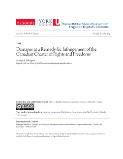Damages as a Remedy for Infringement of the Canadian Charter of