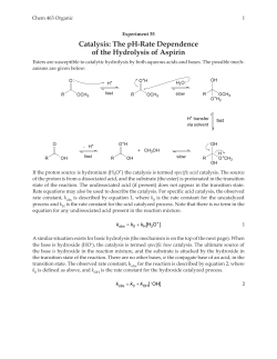 Catalysis: The pH-Rate Dependence of the Hydrolysis of Aspirin
