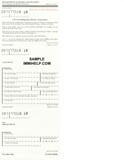 Sample I-94 Form : Arrival / Departure Card