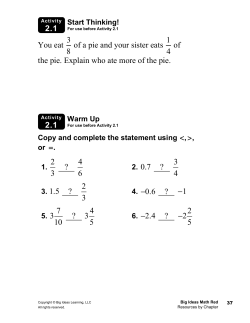 2.1 2.1 You eat 3 8 of a pie and your sister eats 1 4 of the pie