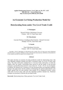 An Economic Lot Sizing Production Model for