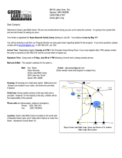 Dear Campers, 9916 Lake Ave. So. Spicer, MN 56288