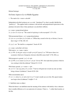 On Some Aspects of jw in Middle Egyptian