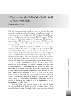 20 Years after the Fall of the Berlin Wall &ndash; A View from India