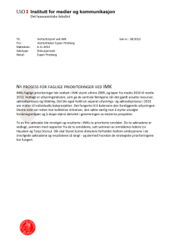 Ny prosess for faglige prioriteringer ved IMK
