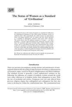 The Status of Women as a Standard of `Civilization`