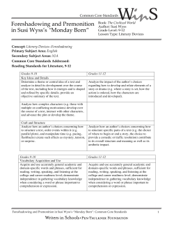 Foreshadowing and Premonition in Susi Wyss`s &ldquo;Monday Born&rdquo;