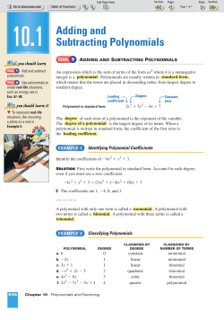 Adding and Subtracting Polynomials