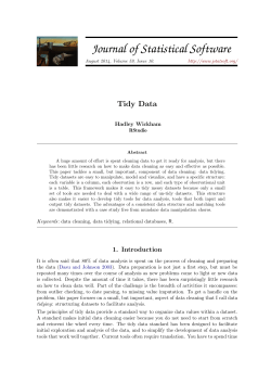 Tidy Data - Journal of Statistical Software