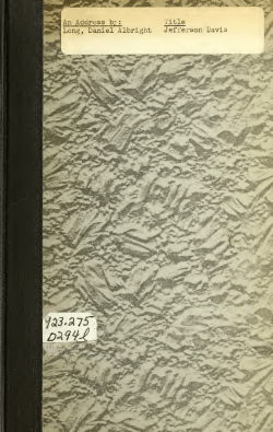 Jefferson Davis: an address delivered at Concord, North Carolina