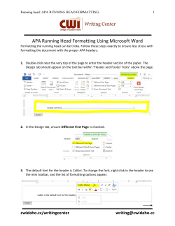 APA Running Head Formatting Using Microsoft Word