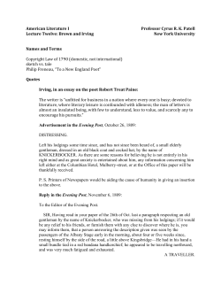 American Literature I, Lecture Twelve
