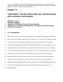 Chapter 13 &ldquo;Information&rdquo; and the chick-a