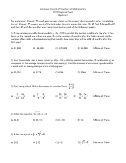 Algebra II Regional Final