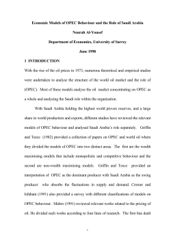 Economic Models of OPEC Behaviour and the Role