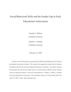 Social/Behavioral Skills and the Gender Gap in Early Educational