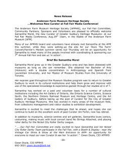 2013 AFMHS_NR_Introducing new Curator Samantha Morel_Fall