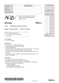 A-level Biology Question paper Unit 04 - Populations and