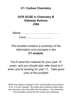 C1: Carbon Chemistry OCR GCSE in Chemistry B