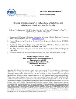 Physical characterization of wet and dry wheat straw and