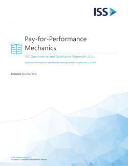 Pay-for-Performance Mechanics - Institutional Shareholder Services