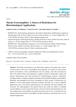 Marine Extremophiles: A Source of Hydrolases for