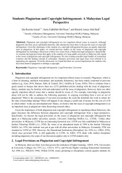 Students Plagiarism and Copyright Infringement: A Malaysian Legal