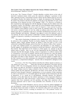 The Creative Voice: Free Indirect Speech in the Cinema