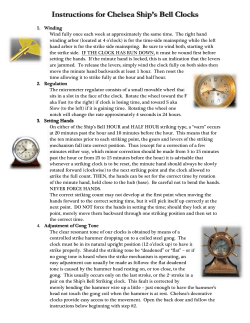 Instructions for Chelsea Ship`s Bell Clocks