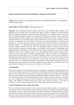 IAEA-CN-184/262 Isotopic separation by laser based technologies