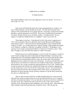 Ralph Ellison as Neighbor - Plainfield Historical Society