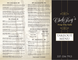2035 To Go Menu - Chef Roy`s Frog City Cafe