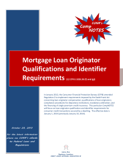 Mortgage Loan Originator Qualifications and Identifier