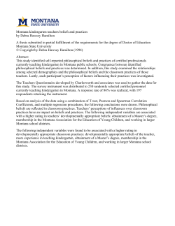 Montana kindergarten teachers beliefs and practices